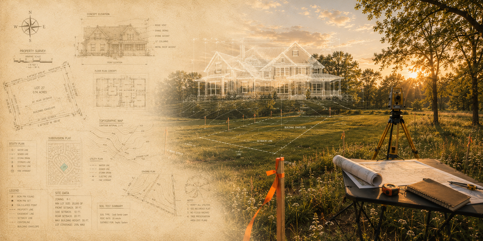 Open, buildable land with mature trees under a wide sky in the CSRA