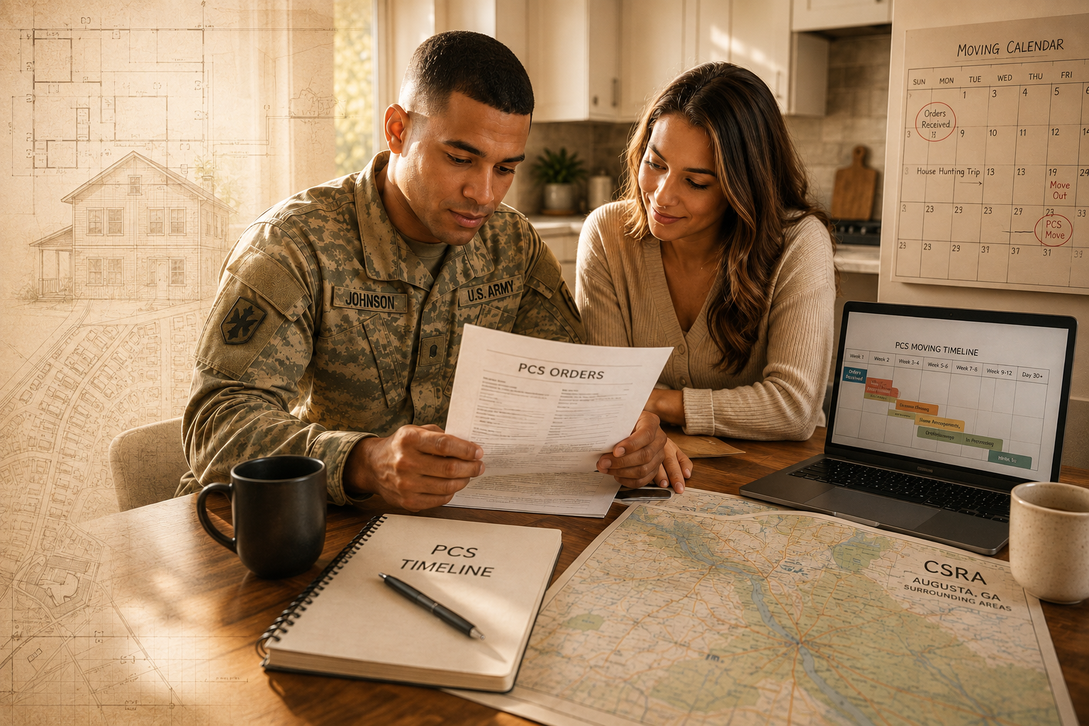 PCS relocation timeline from receiving military orders through arrival in Augusta
