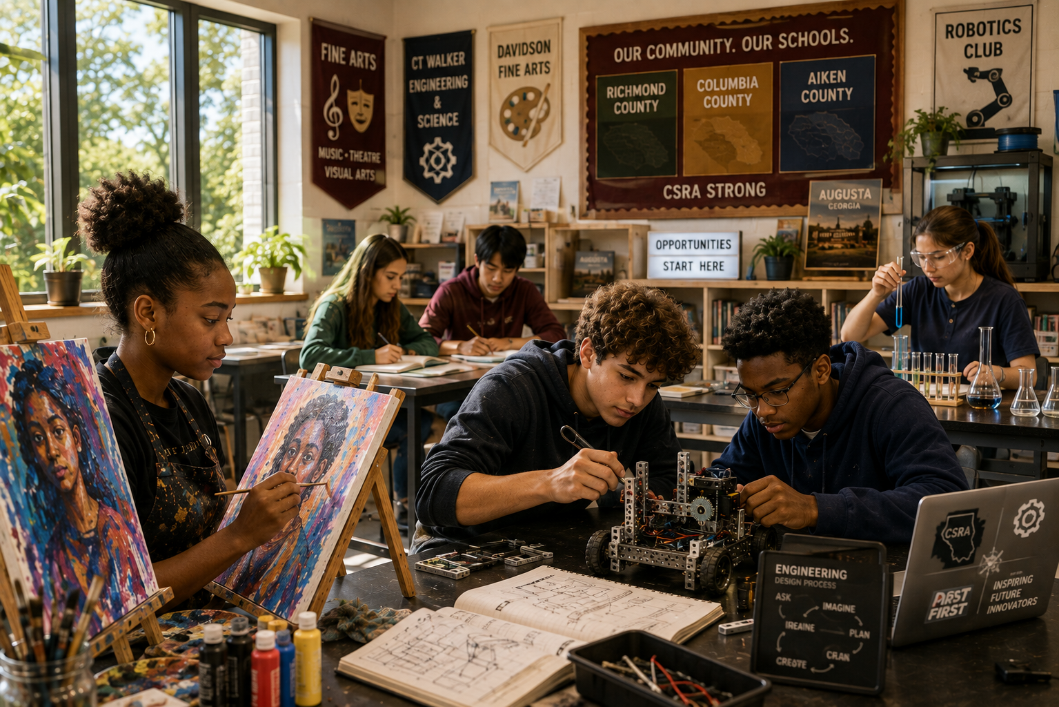 Students participating in arts, engineering, science, and other specialized educational programs.